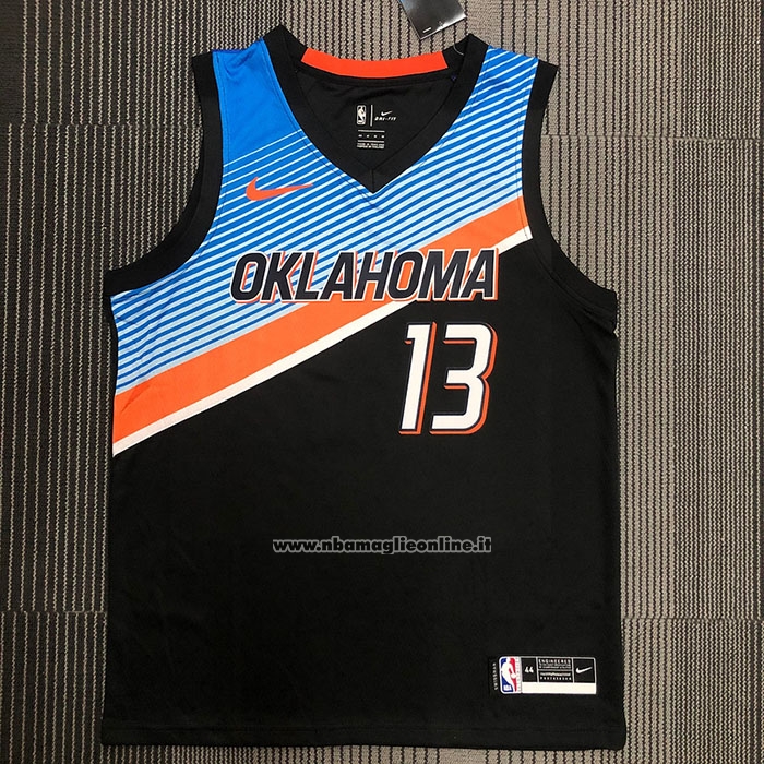 Maglia Oklahoma City Thunder Paul George #13 Citta 2020-21 Nero